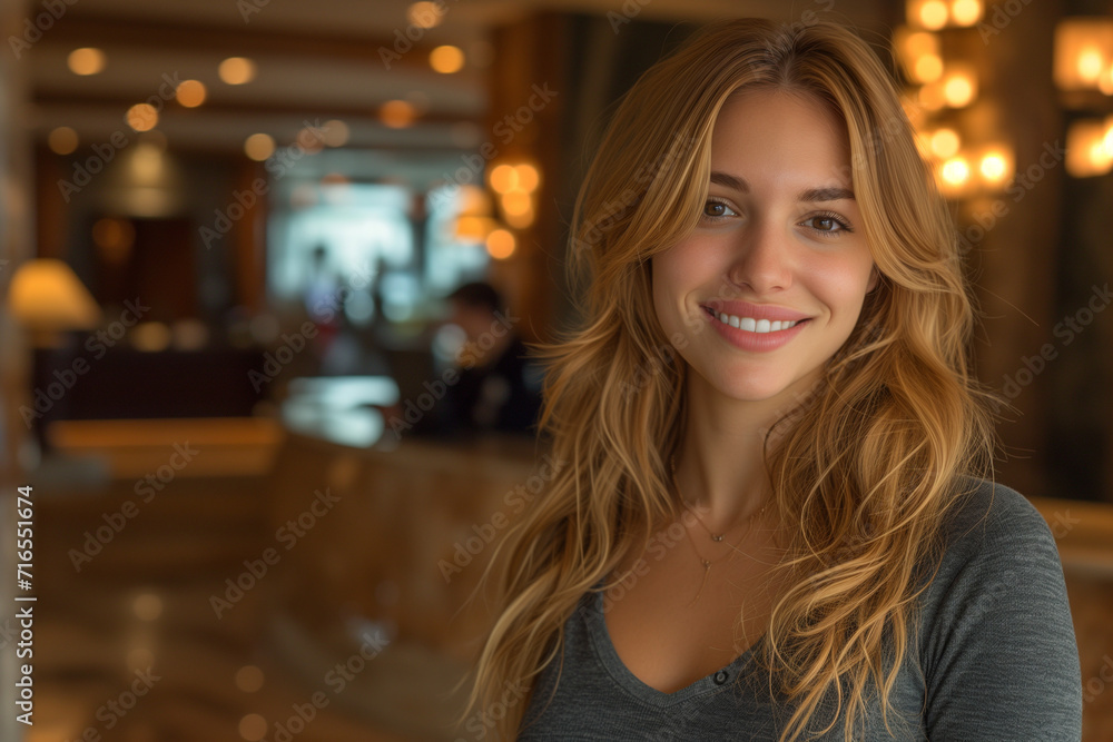 Close-up of a teenage girl enjoying a vacation in a luxurious hotel Close-up of a teenage girl enjoying a vacation in a luxurious hotel