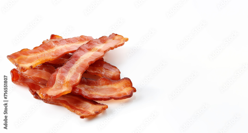 Fried bacon isolated on a white background Fried bacon isolated on a white background