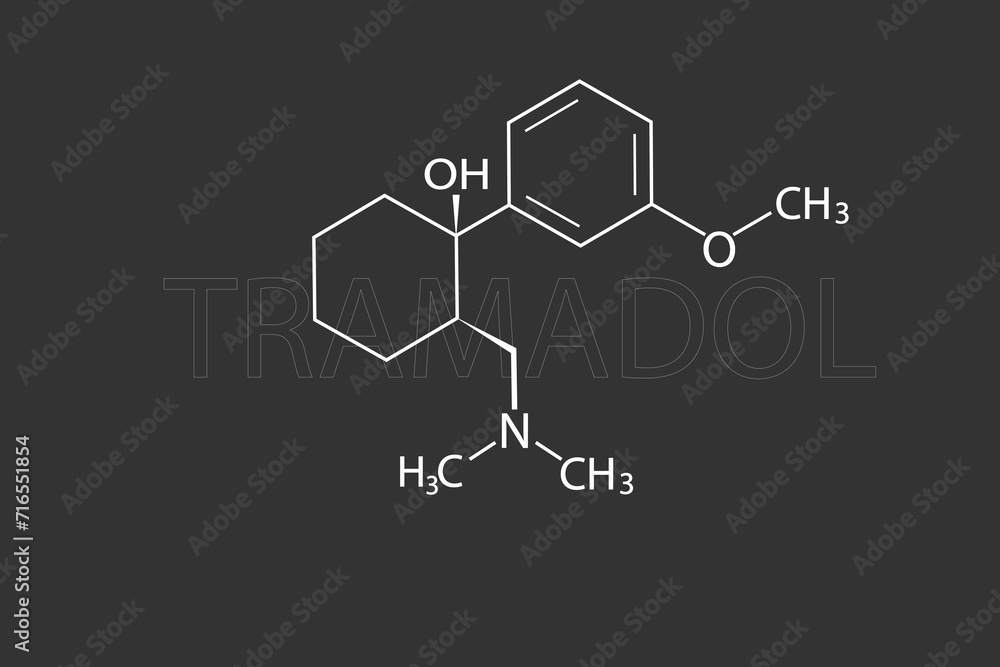 Fototapeta premium Tramadol molecular skeletal chemical formula 