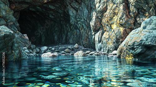 Water and rocks in a cave