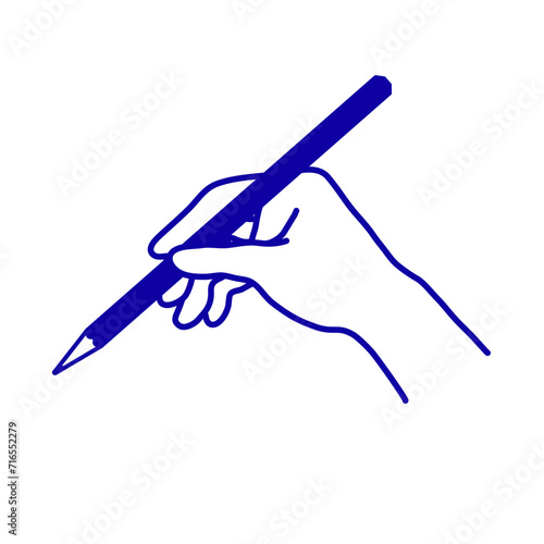 ベクターイラスト:筆記用具を持つ手_書く_線画