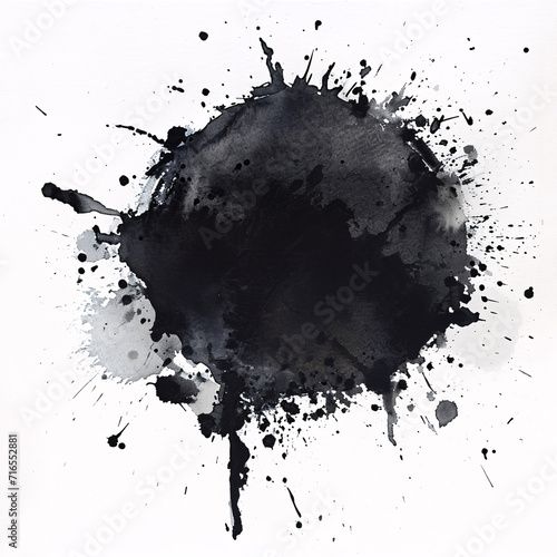 black watercolor splashes forming a blob on a white background for creative design projects 