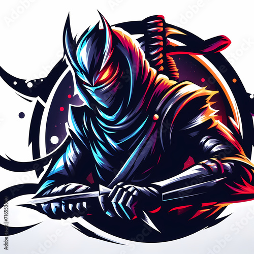 Ninja mascot logo Creative Ninja emblem design concept	 photo