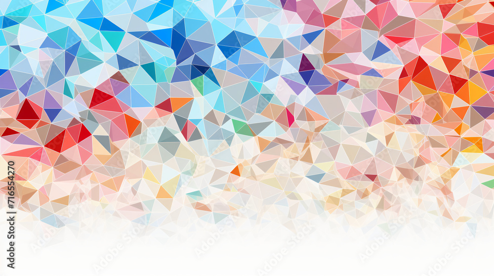 White background with colorful geometric pattern
