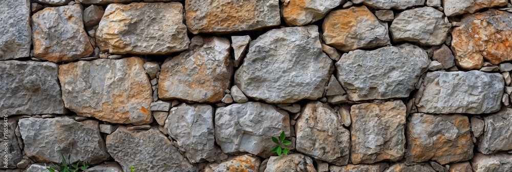 Rustic stone wall, old stone texture.
