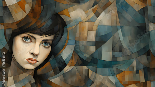Modern female face seamless...