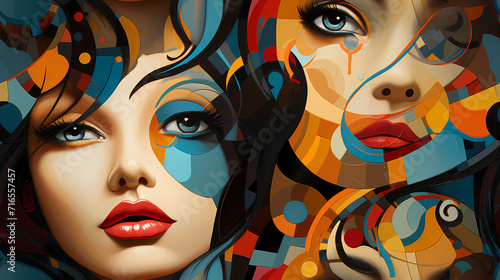 Modern female face seamless...