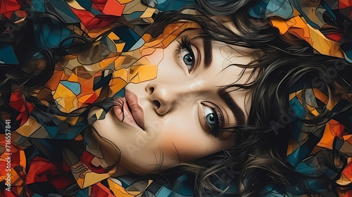 Modern female face seamless...