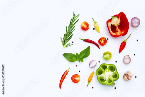 Wallpaper Mural Various fresh vegetables and herbs on white background. Torontodigital.ca