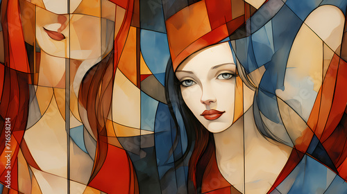 Modern female face seamless...