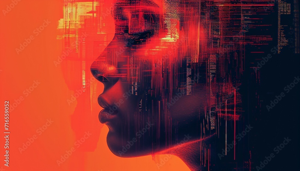 Pixelated Persona, Create an abstract digital representation of a human face, AI GENERATIVE Pixelated Persona, Create an abstract digital representation of a human face, AI GENERATIVE