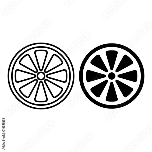 Lemon, orange icon in flat black style, isolated on white background