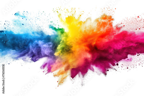 Colorful mixed rainbow or painting powder splash explosion texture illustration isolated on white background