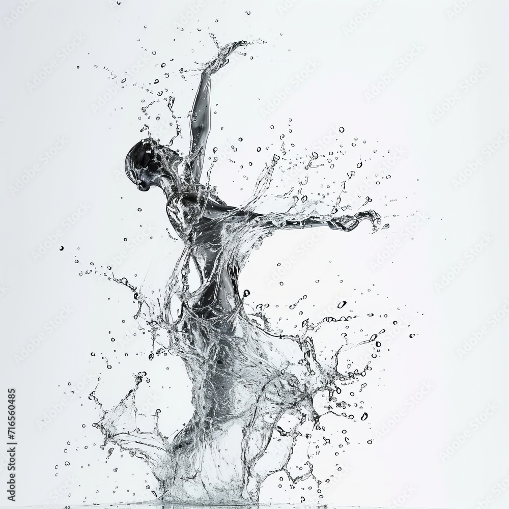 Woman Enjoying a Refreshing Splash of Water on Her Body