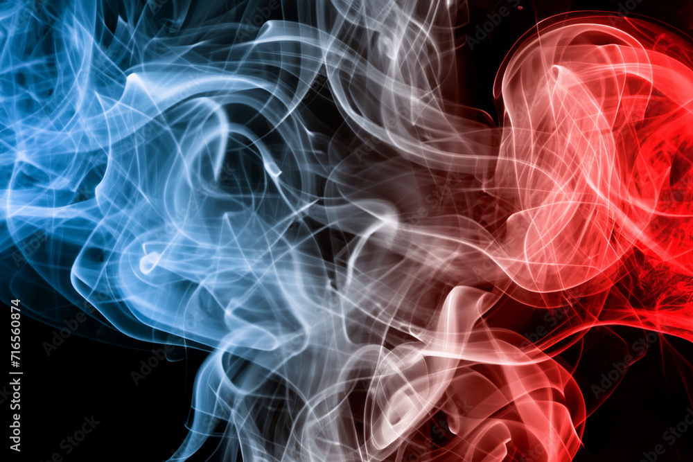 Fototapeta premium Artificial Abstract smoke in red blue on a black background