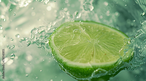 green lemon and water, with a light green and transparent texture style