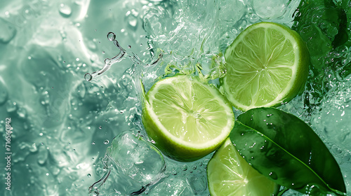 green lemon and water, with a light green and transparent texture style © LiezDesign