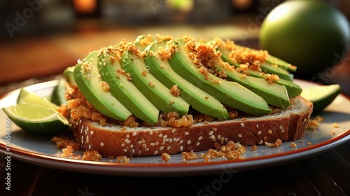 Toast whole wheat bread oval cut with avocado UHD wallpaper photo