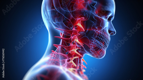 3d rendered medical illustration of a painful neck