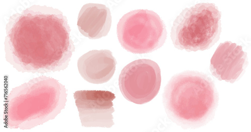 Sunset pink, peach fuzz watercolor background. Vector set of neutral color brush strokes and splashes 