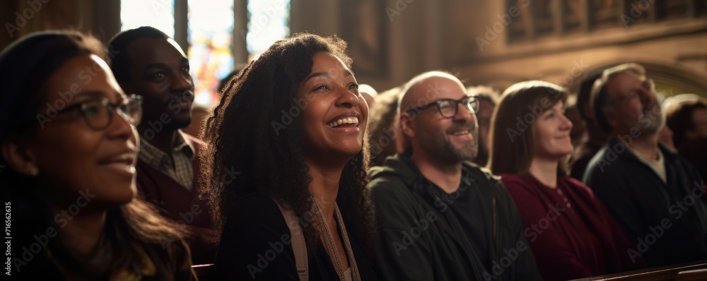 people sit in the church and listen to the pastor's sermon