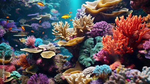 Colorful life on underwater coral reef Ai Generative © Lucky