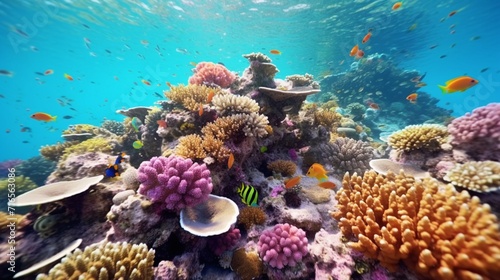Colorful life on underwater coral reef Ai Generative