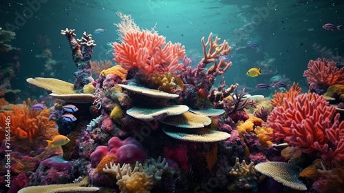 Colorful life on underwater coral reef Ai Generative © Lucky