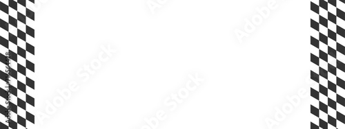 Vertical race flags background with copyspace. Diagonal black and white squares pattern. Chess game, motocross or rally sport car competition banner. Checkered texture