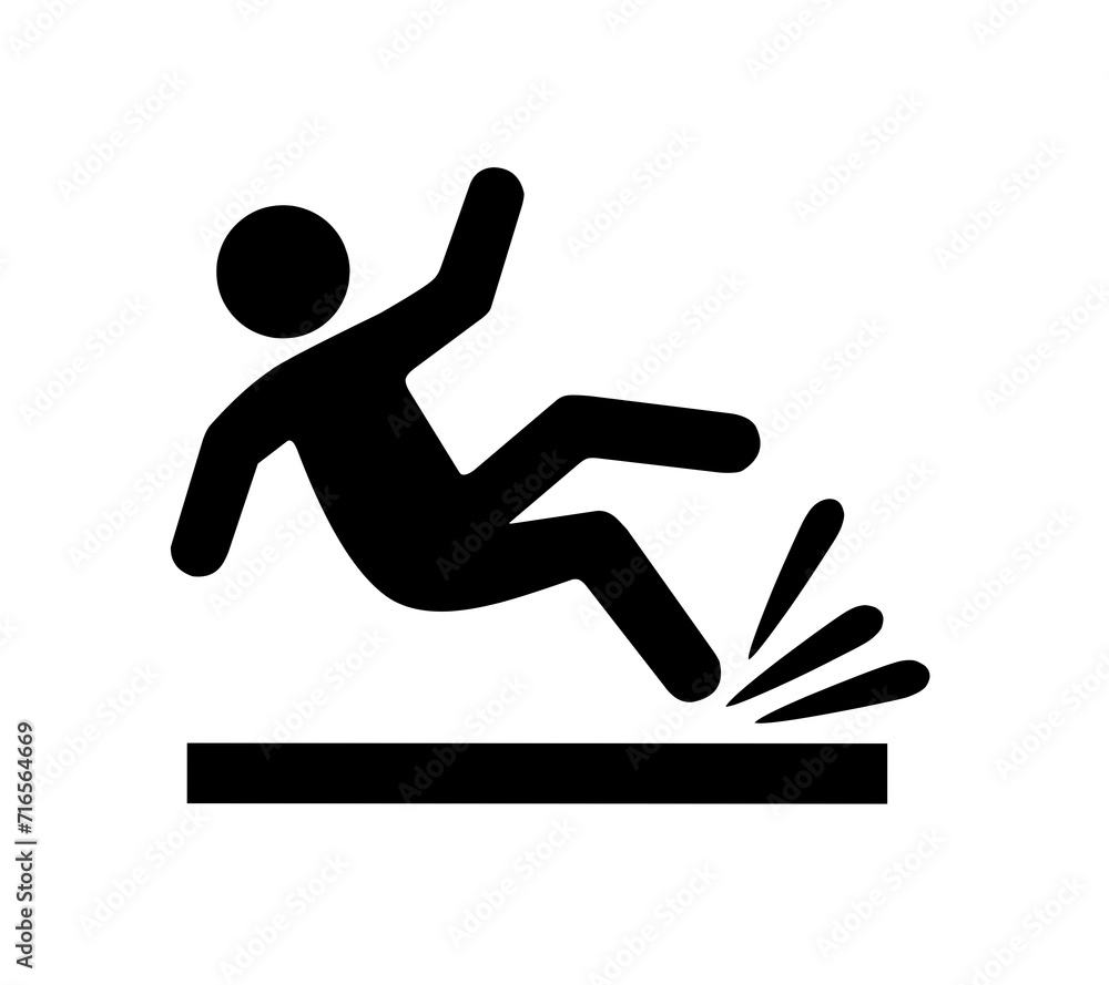 vector Slippery floor warning sign.wet floor warning sign