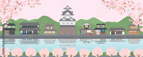 春の城下町の風景