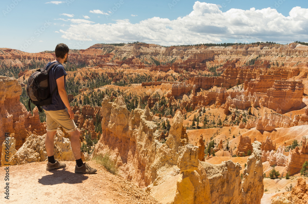 Hiker in Bryce Canyon National Park, Utah, USA Hiker in Bryce Canyon National Park, Utah, USA