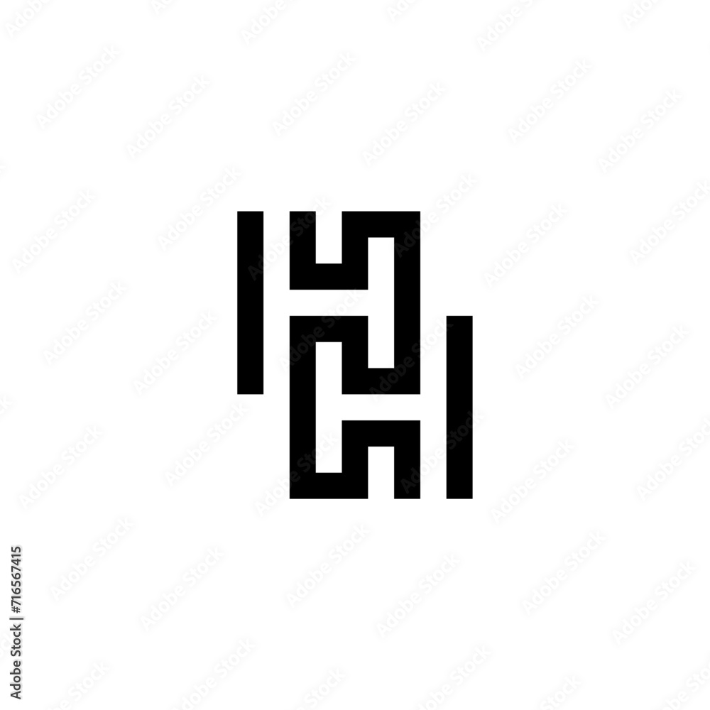 Unique letter HH logo with simple line vector icon