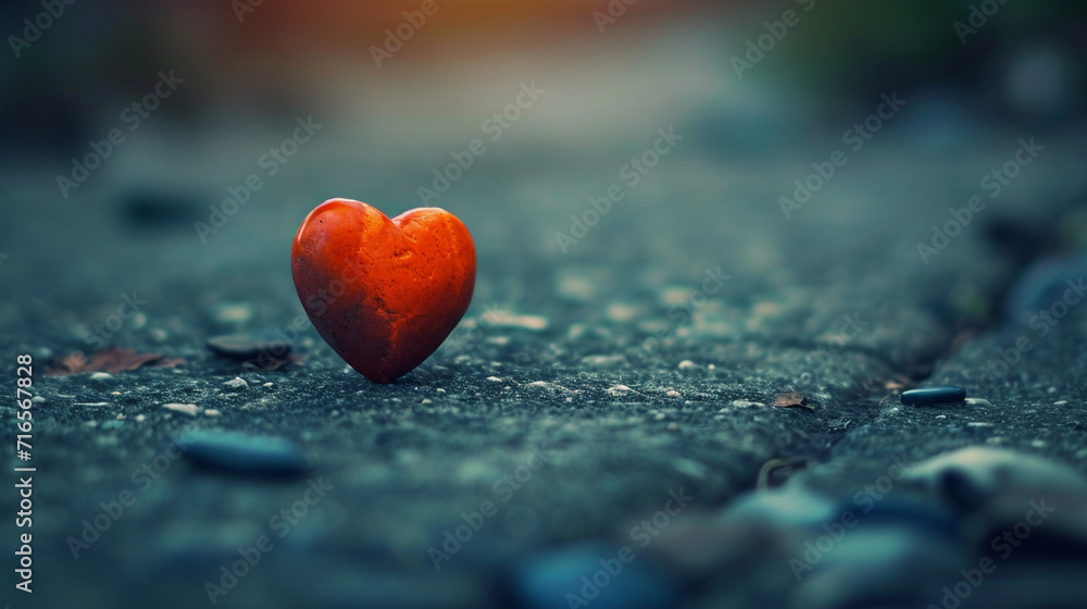 Fototapeta premium Illustration, minimalistic wallpaper with one heart containing a heartfelt message of love for Valentine's Day.
