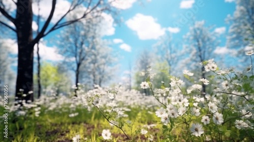 Beautiful blurred spring background nature with bloom Ai Generative