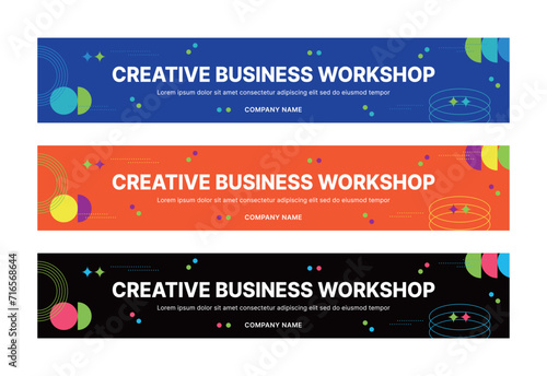 This is a set of modern style business banner design templates for schools, companies, lectures, workshops, events, and presentations.