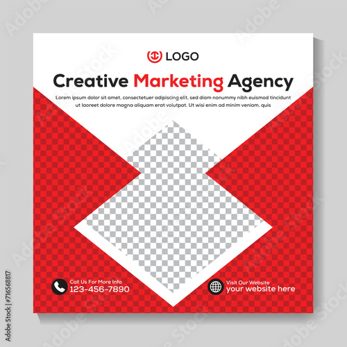 Creative marketing agency social media post design square web banner template