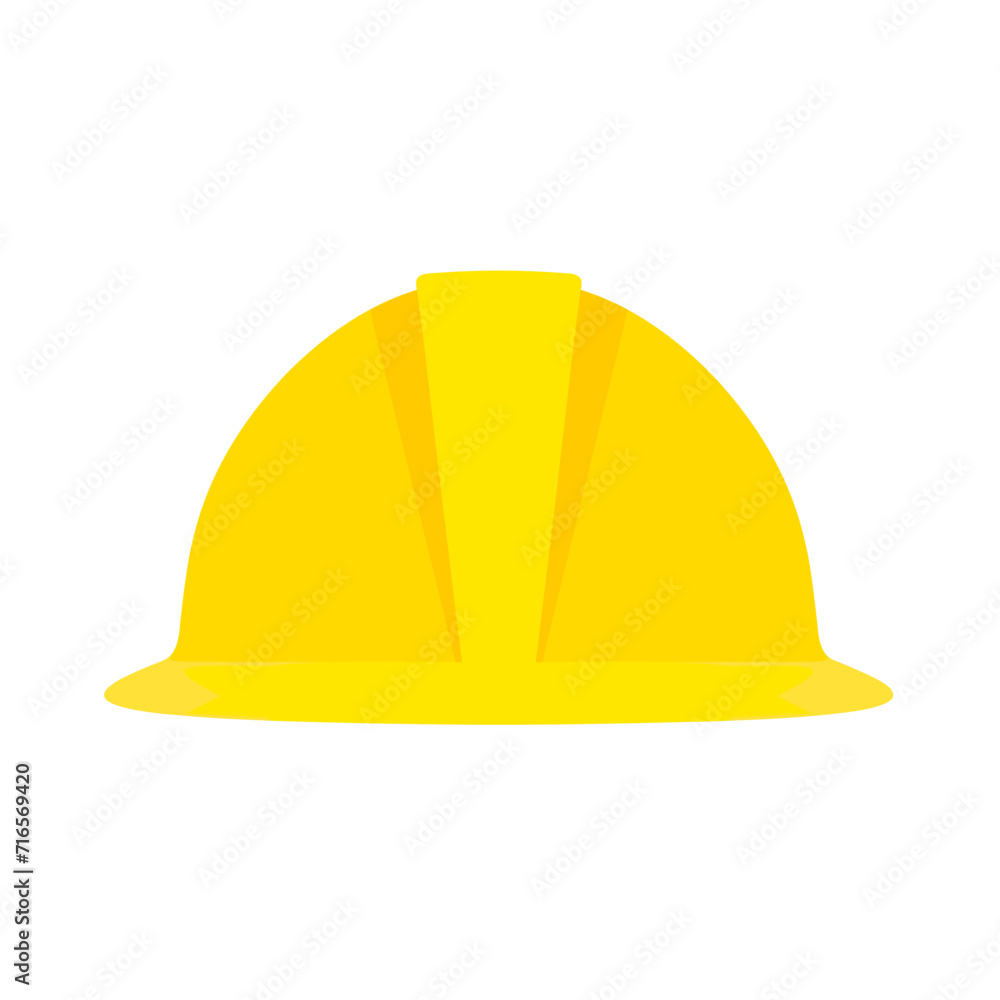 The worker's safety hat is yellow. Safety helmet isolated on white background. Vector illustration The worker's safety hat is yellow. Safety helmet isolated on white background. Vector illustration