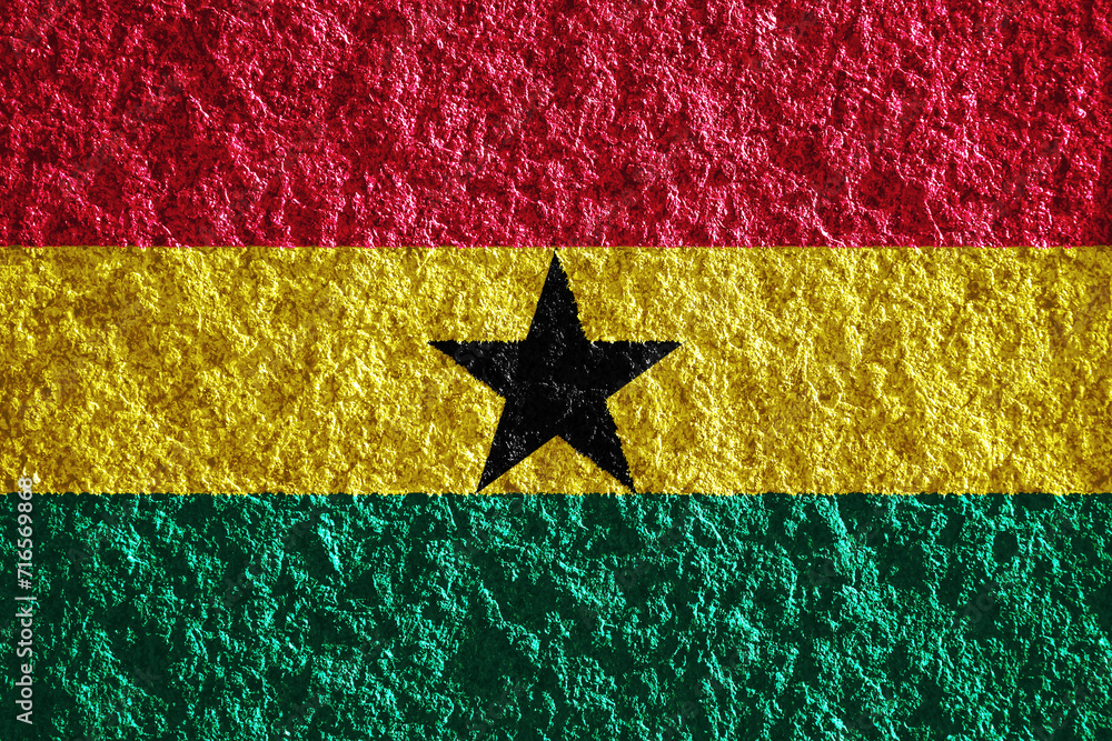 Flag of Republic of Ghana on a textured background. Concept collage.