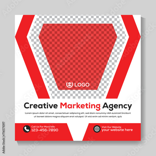 Professional creative marketing agency social media post design modern square web banner template