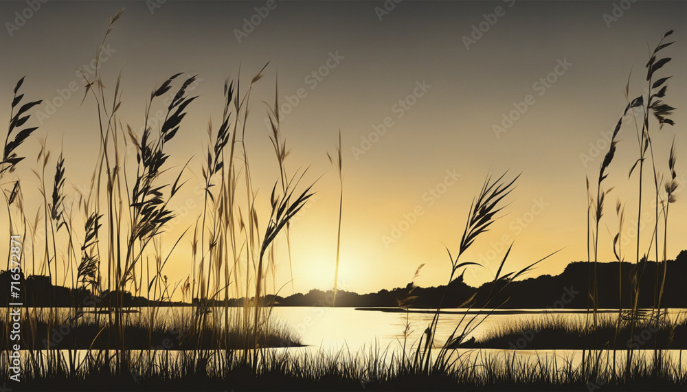 Tall grass growing silhouette in golden summer sunshine sunset Tall grass growing silhouette in golden summer sunshine sunset