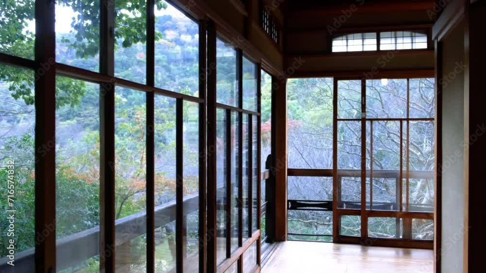 Traditional Japanese house hallway with tatami floor and shoji paper doors. Traditional Japanese house hallway with tatami floor and shoji paper doors.