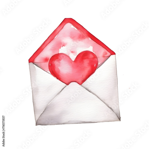 Valentine day watercolor element clipart isolated transparent background. illustration. © Alice a.