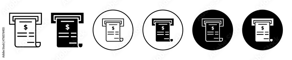 paper check receipt vector icon set collection. paper check receipt Outline flat Icon. paper check receipt vector icon set collection. paper check receipt Outline flat Icon.