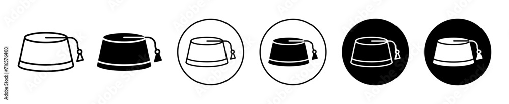 Fez hat vector icon set collection. Fez hat Outline flat Icon. Fez hat vector icon set collection. Fez hat Outline flat Icon.