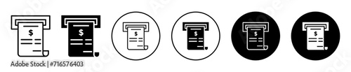 paper check receipt vector icon set collection. paper check receipt Outline flat Icon.