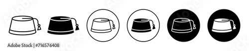 Fez hat vector icon set collection. Fez hat Outline flat Icon.