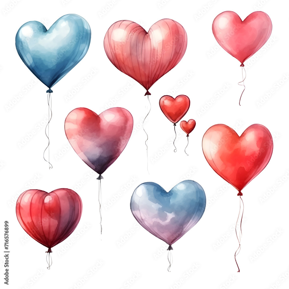 Valentine day watercolor element clipart isolated transparent background. illustration.
