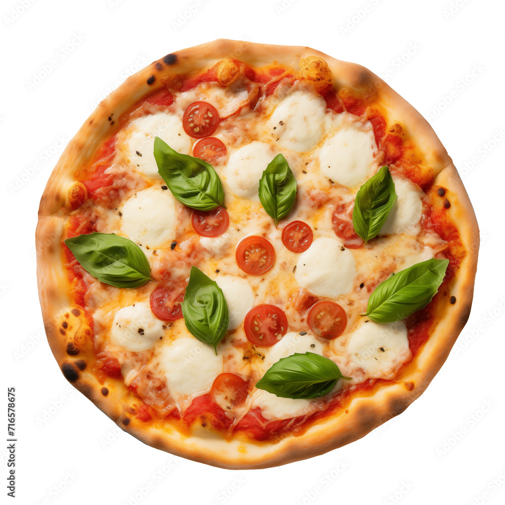 Italian Margherita pizza isolated on a white background 