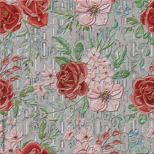 ecorative wallpaper background pattern, digital geometric floral 3d structure, ceramic tile, cover, interior, carpet.